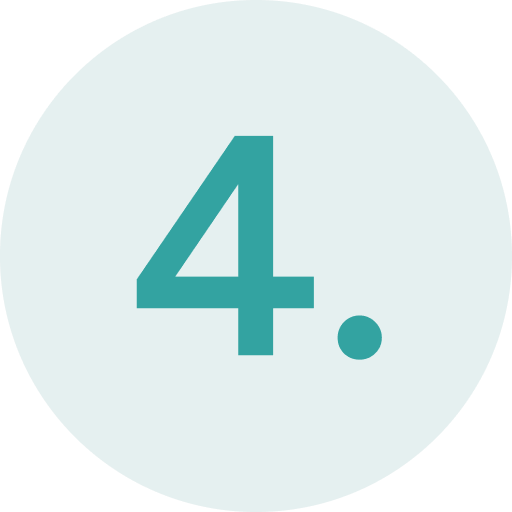 Number 4 in teal on light blue circle