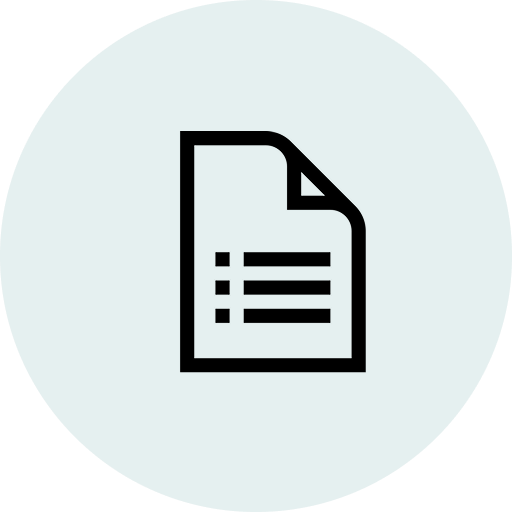 Document icon with text lines on light blue circular background