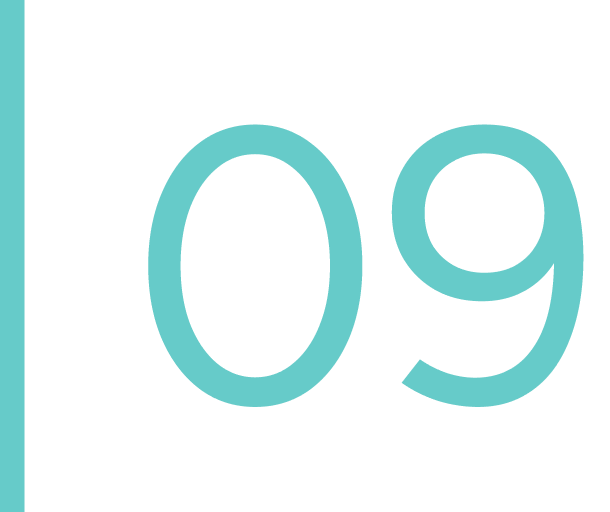 Number 09 in teal