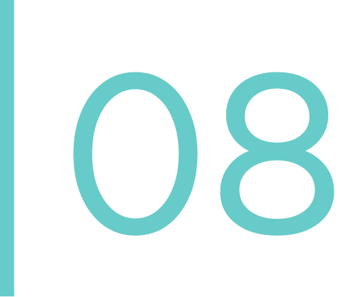 Number 08 in teal