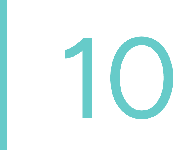 Number 10 in teal