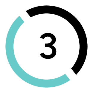 Circular progress indicator showing number 3
