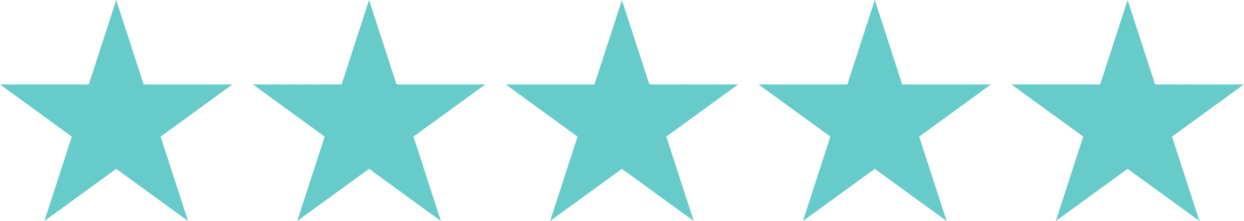 Five teal stars representing a five-star rating